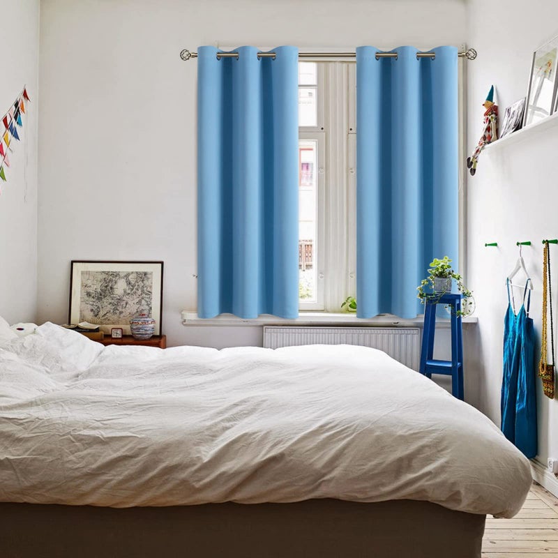 BGment Room Darkening Curtains 45 Inches Long - Grommet Thermal Insulated Drapes Window Treatment Curtains for Bedroom, 2 Panels, 52 x 45 Inch, Sky Blue - Image 2